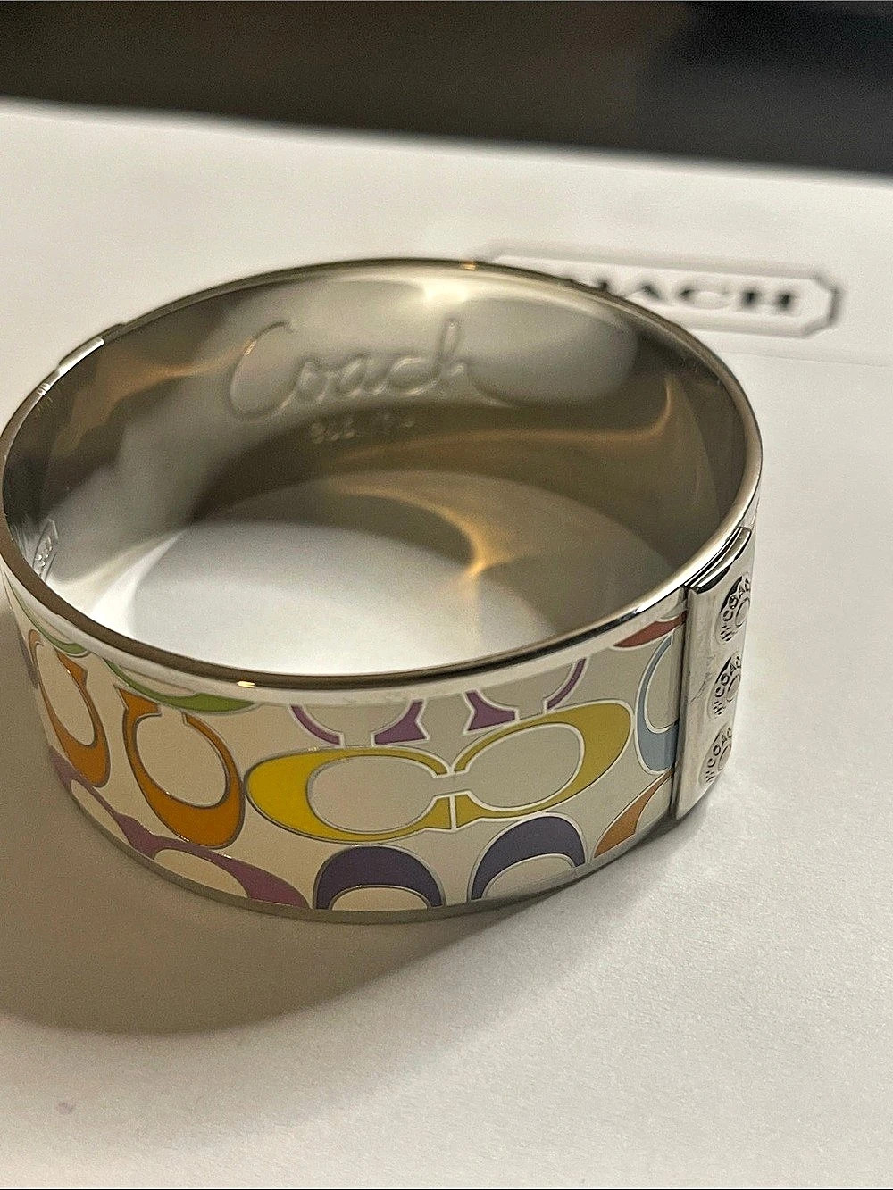 Coach Multicolor C Enamel Bangle Bracelet